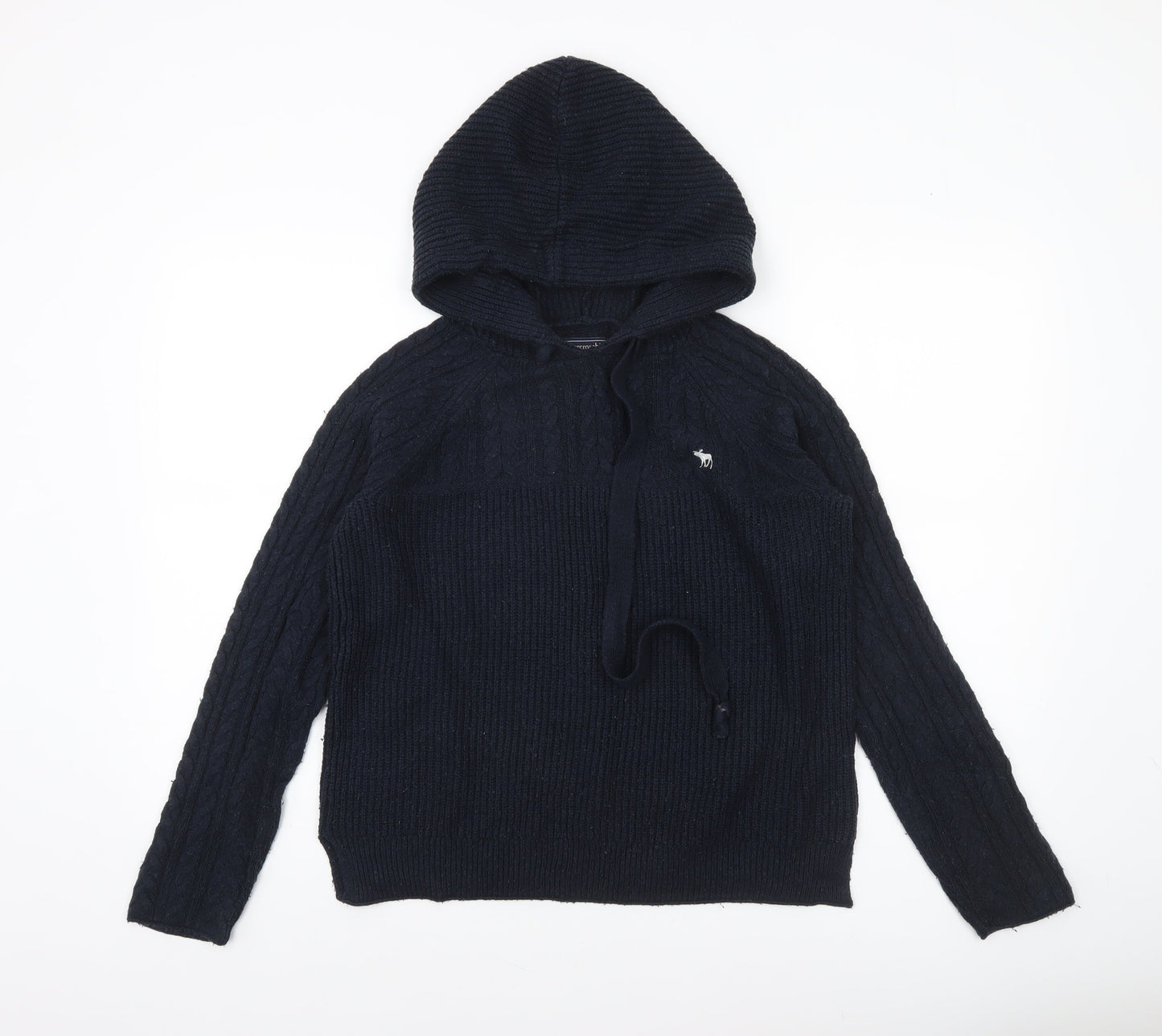 Womens UK M Regular Abercrombie & Fitch Black Pullover Cable-Knit
