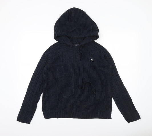Womens UK M Regular Abercrombie & Fitch Black Pullover Cable-Knit