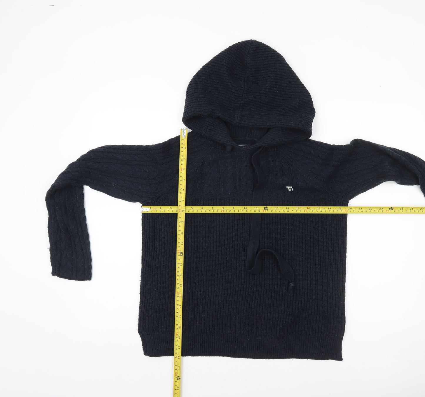 Womens UK M Regular Abercrombie & Fitch Black Pullover Cable-Knit