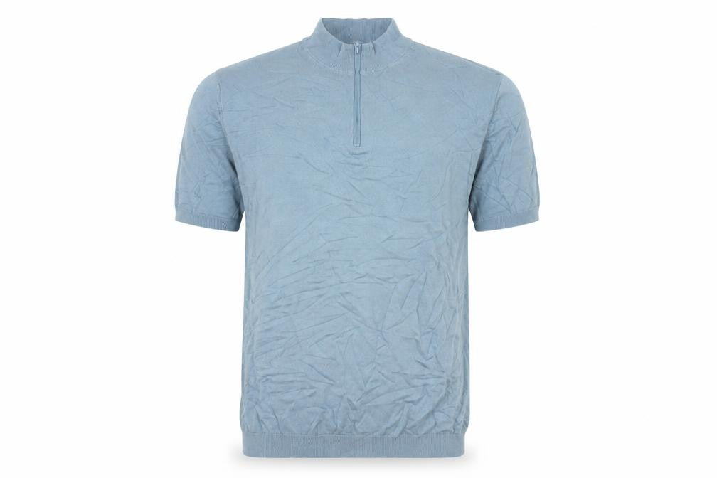Zara Men’s Blue Cotton 1/2 Zip Short Sleeve Jumper M