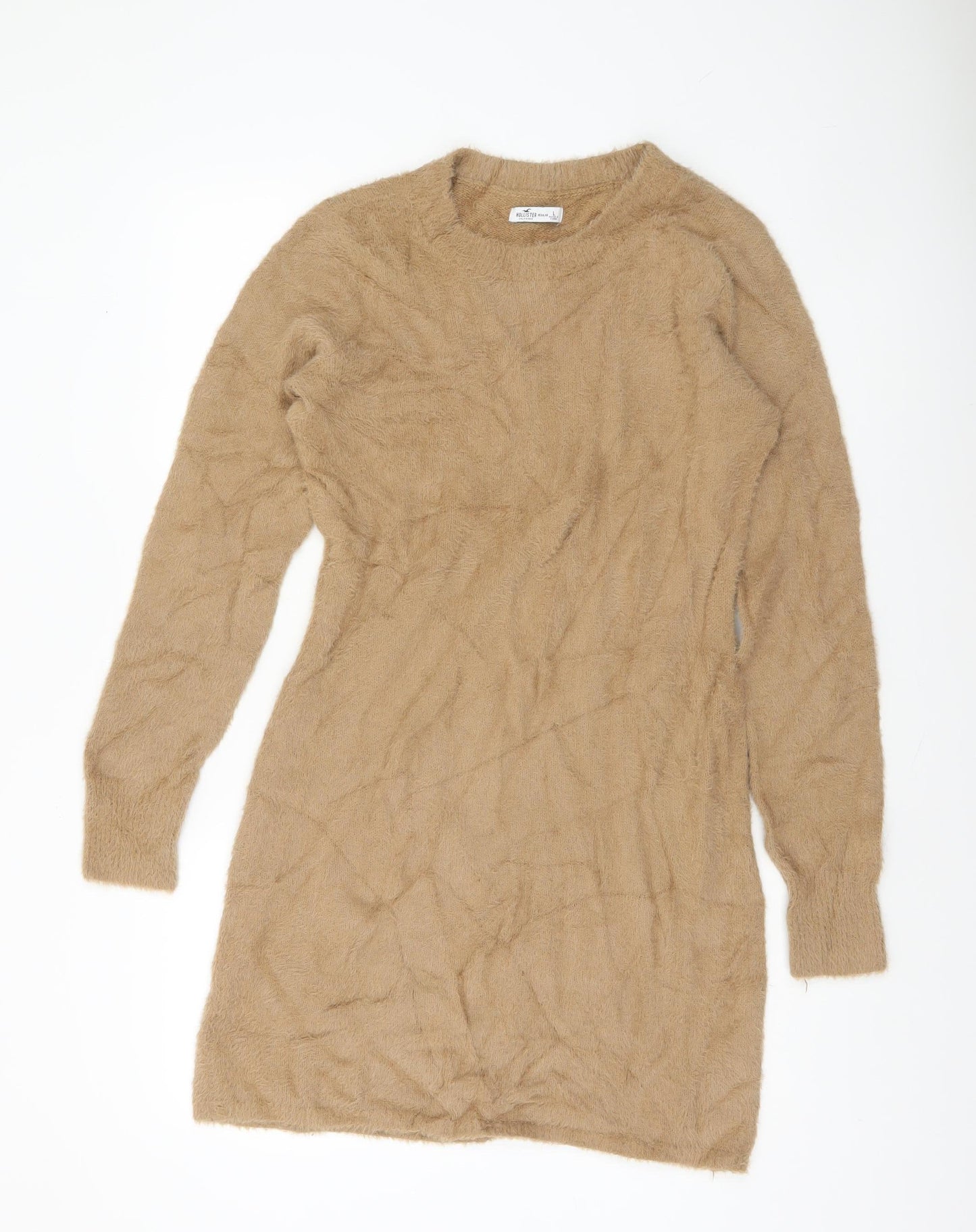 Hollister Women's Beige L Crew Neck Long Sleeve Pullover Jumper