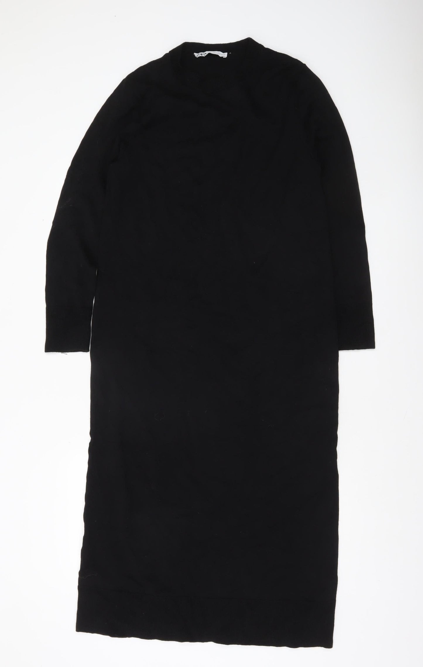Zara Women's Black Knit Midi Sweater Dress Size S