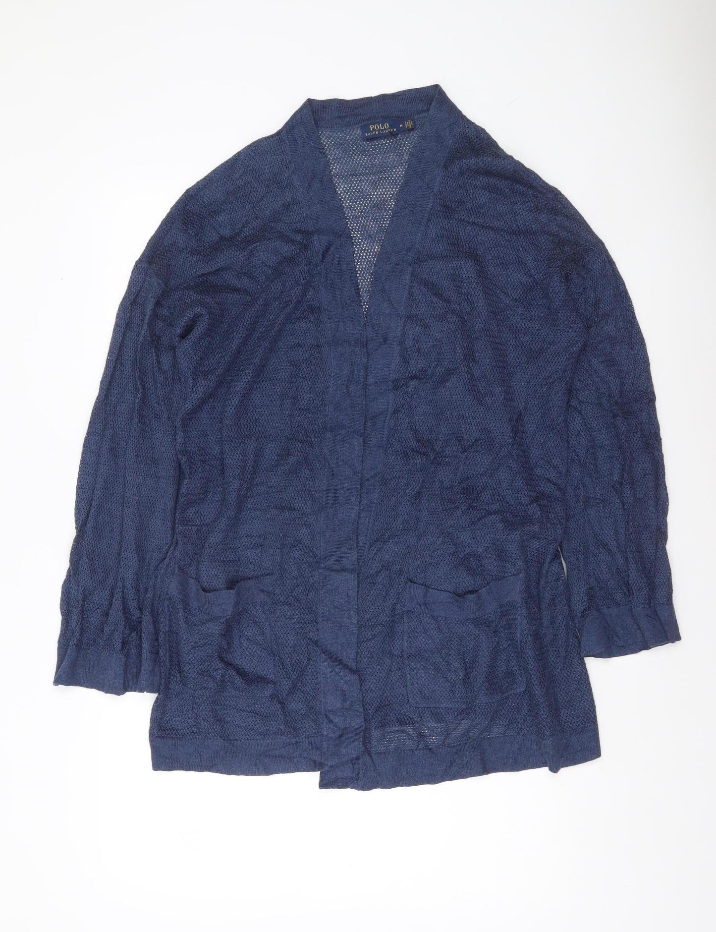 Polo Ralph Lauren Women's Blue Knit Open Cardigan Medium