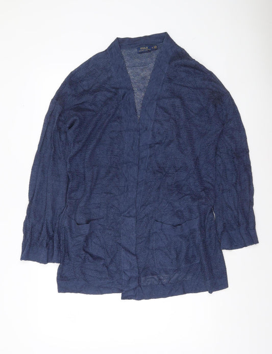 Polo Ralph Lauren Women's Blue Knit Open Cardigan Medium