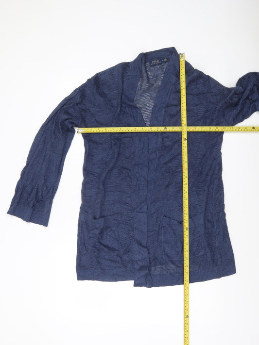 Polo Ralph Lauren Women's Blue Knit Open Cardigan Medium