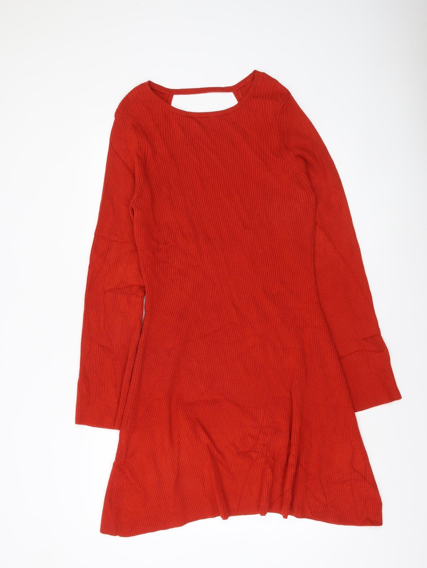 ASOS DESIGN Women’s Red A-Line Knit Mini Dress Size 18 Long Sleeve