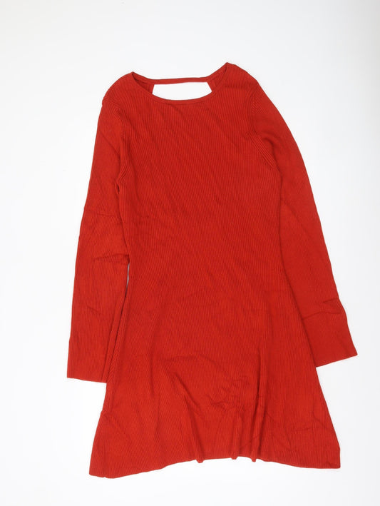 ASOS DESIGN Women’s Red A-Line Knit Mini Dress Size 18 Long Sleeve