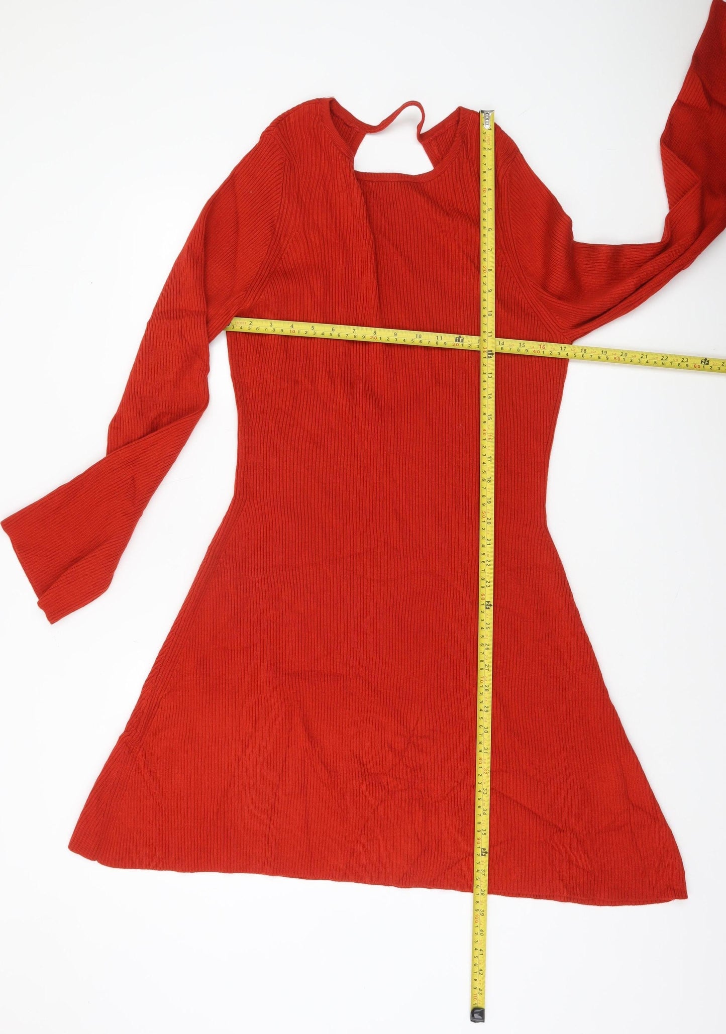 ASOS DESIGN Women’s Red A-Line Knit Mini Dress Size 18 Long Sleeve
