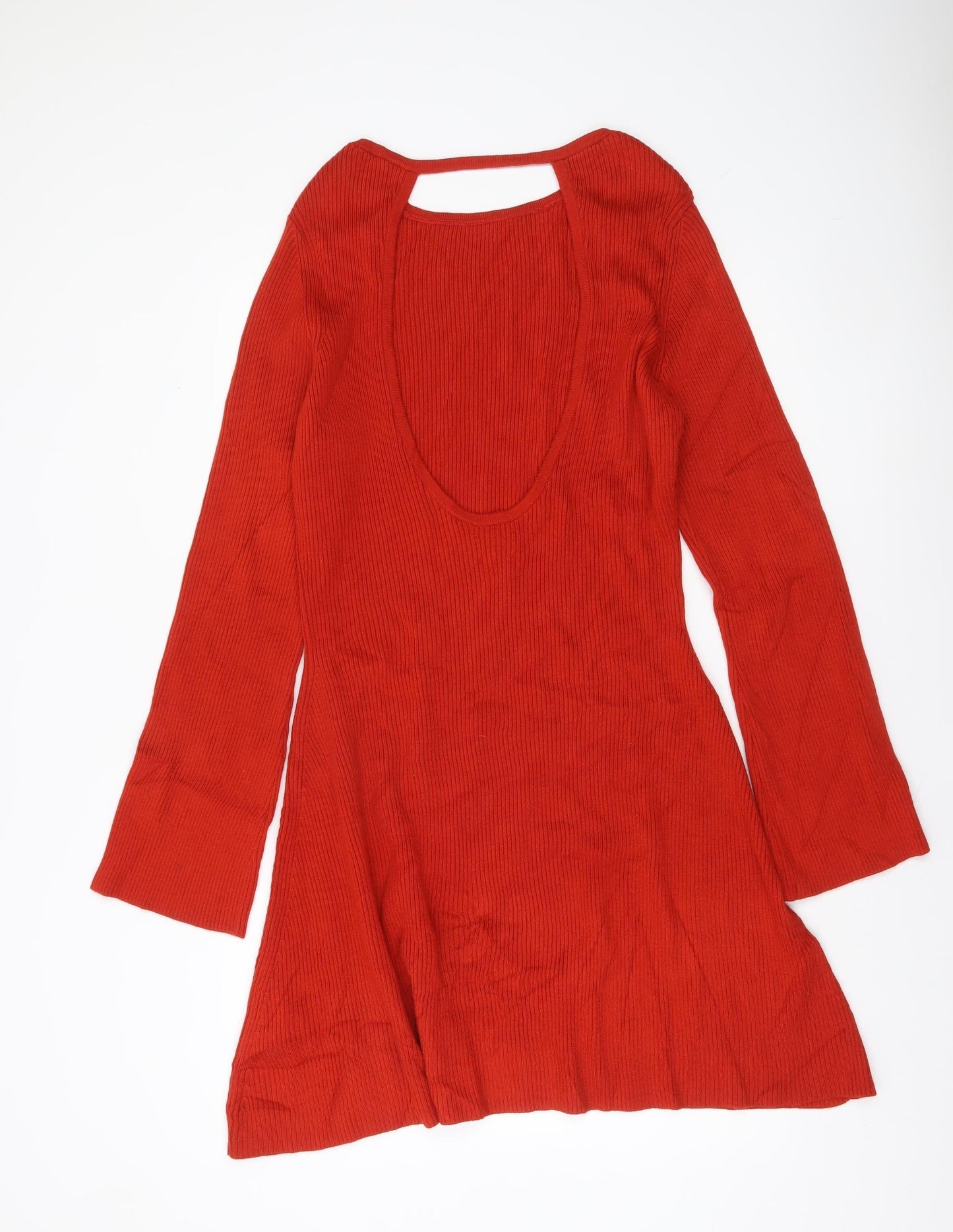ASOS DESIGN Women’s Red A-Line Knit Mini Dress Size 18 Long Sleeve