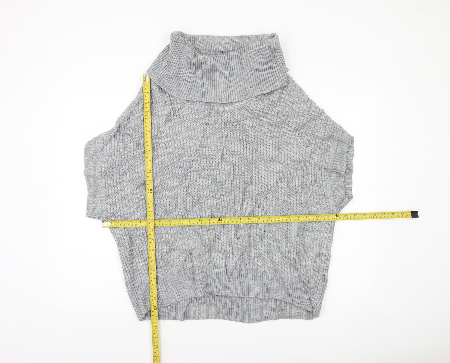 Phase Eight Women Grey Roll Neck Sleeveless Knit Jumper Size M
