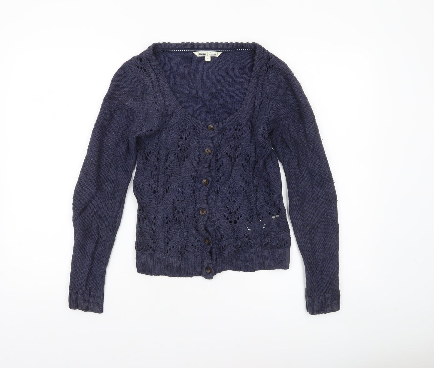 Womens UK 8 Regular Fat Face Blue Cardigan Open-Knit