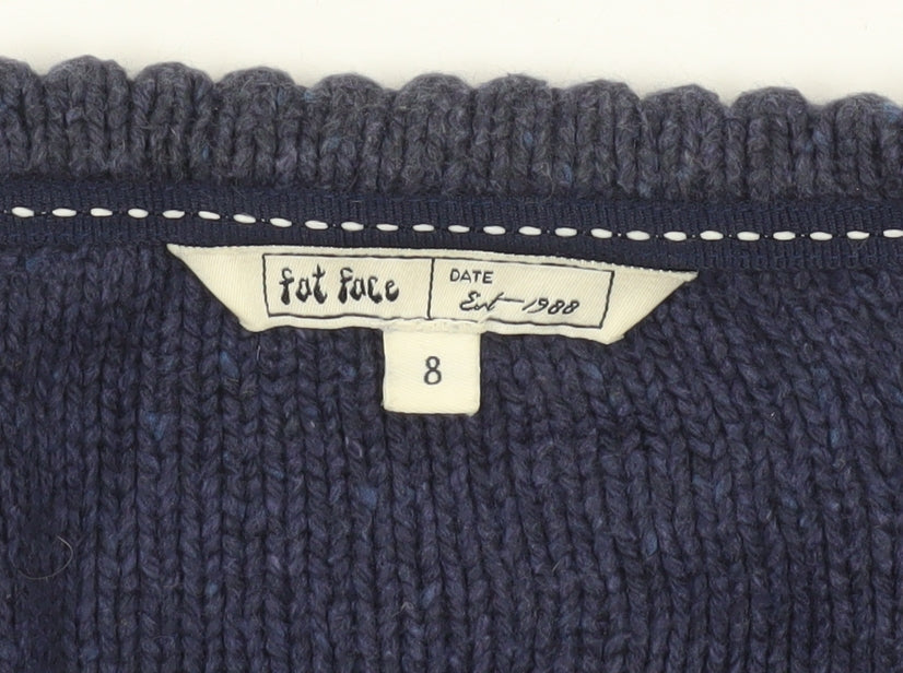 Womens UK 8 Regular Fat Face Blue Cardigan Open-Knit