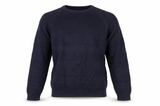 Boden Men’s Blue Cotton Crew Neck Textured Knit Jumper S