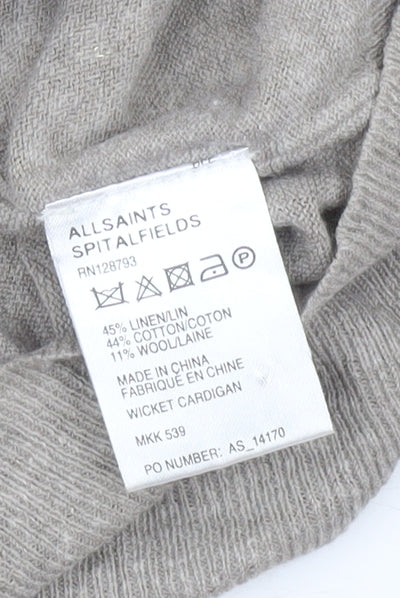 AllSaints Men's Beige Linen Cotton Wool Button Cardigan Medium