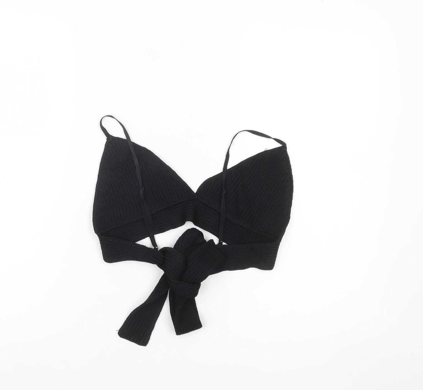 Zara Women’s Black Knit Camisole Tie Wrap Crop Top Size M