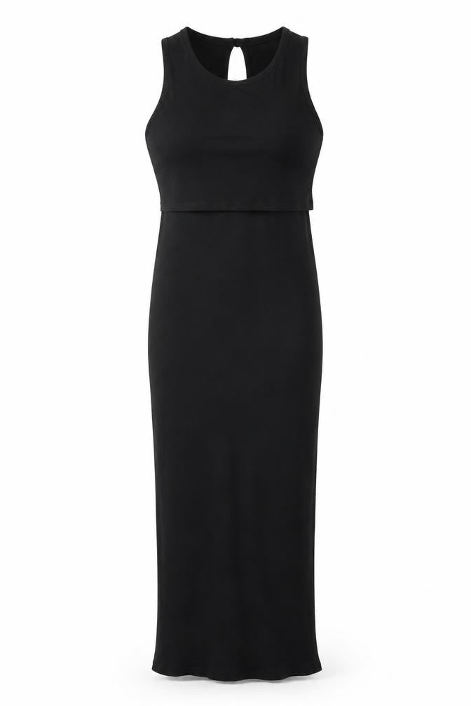 Topshop Women Black Size 8 Sleeveless Bodycon Long Dress