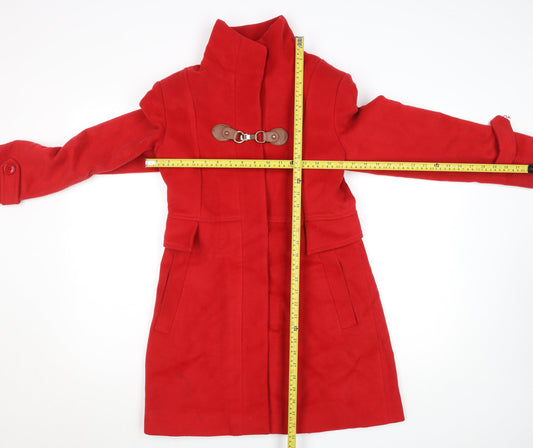 Madame Women's Red Mid-Length Belted Overcoat UK 10