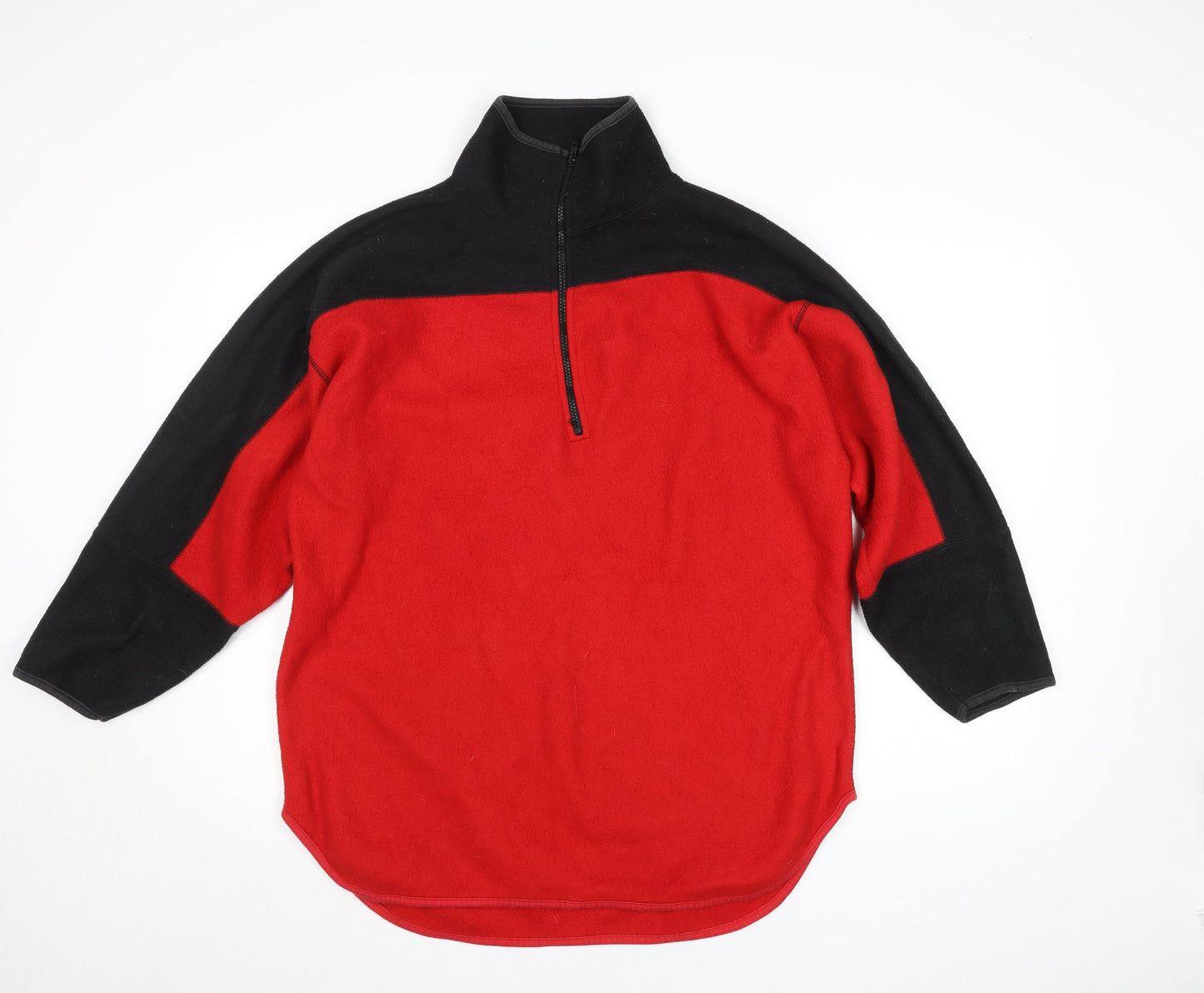 V Sport Women's Red Black 1/2 Zip Fleece Pullover Sweatshirt M