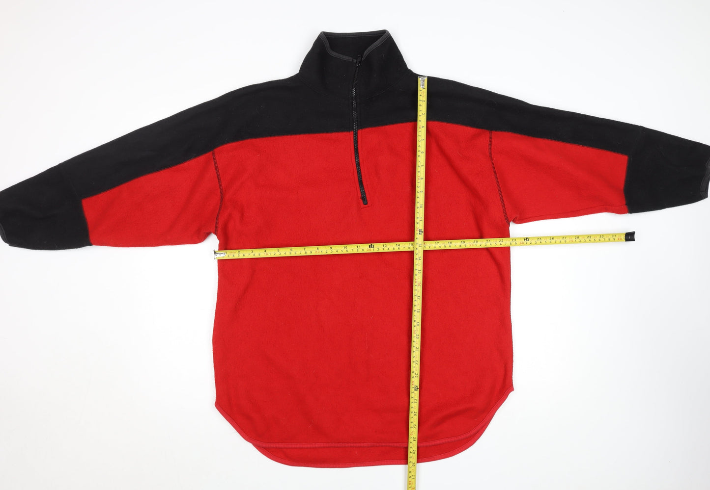 V Sport Women's Red Black 1/2 Zip Fleece Pullover Sweatshirt M