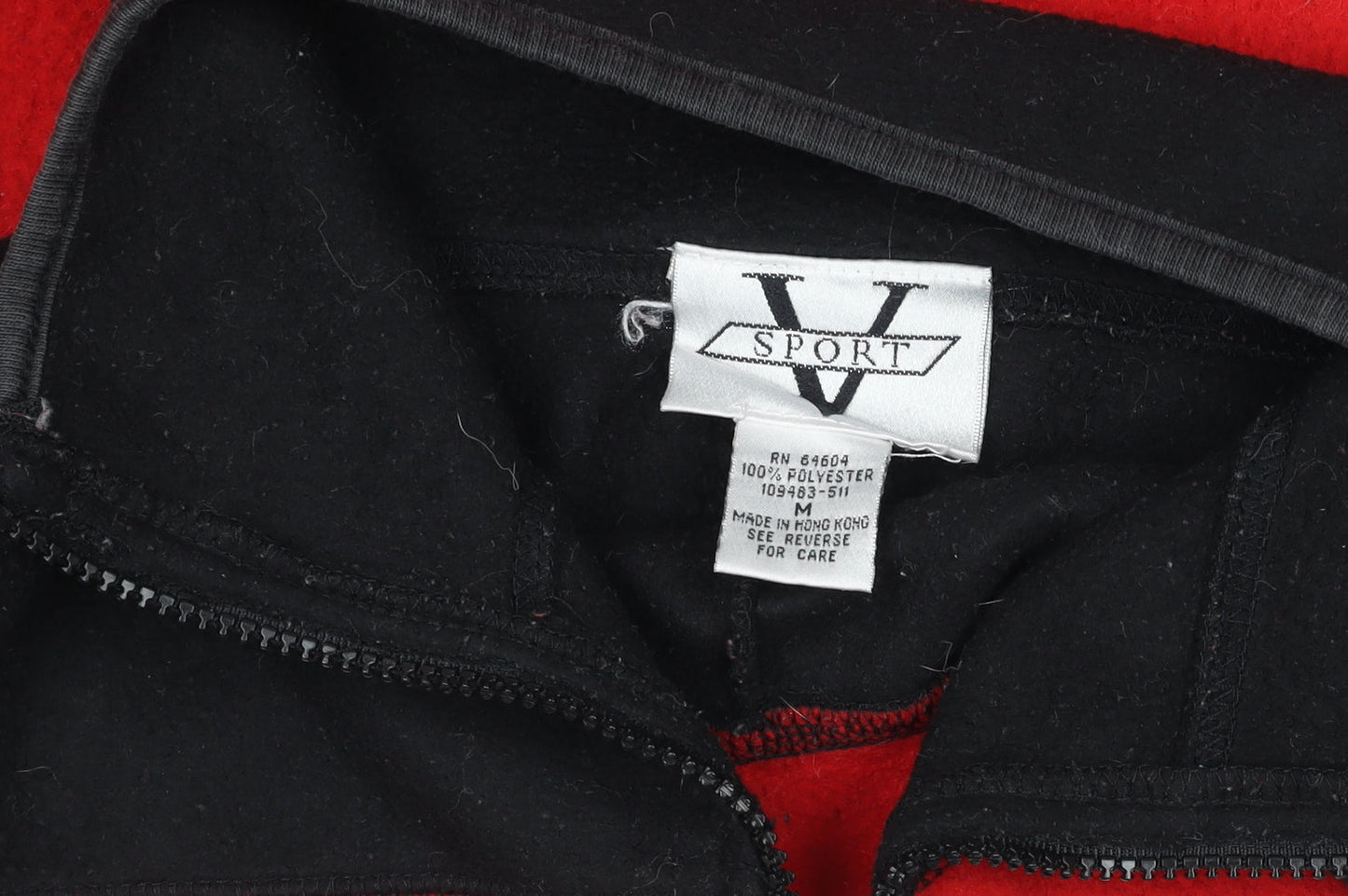 V Sport Women's Red Black 1/2 Zip Fleece Pullover Sweatshirt M
