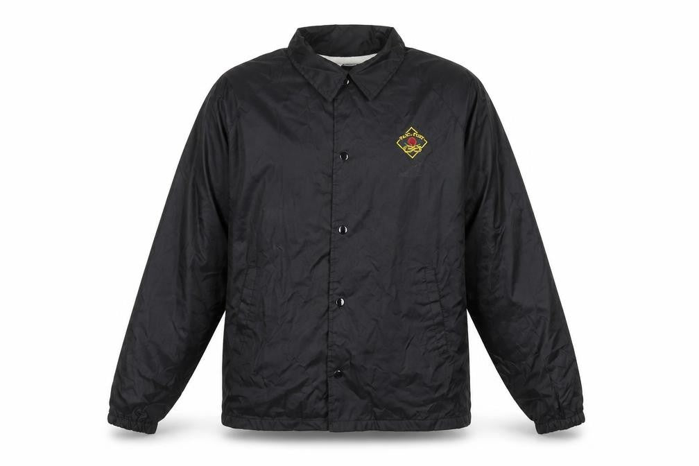 PASS PORT Women's Black Nylon Coach Jacket Size L Embroidered Logo