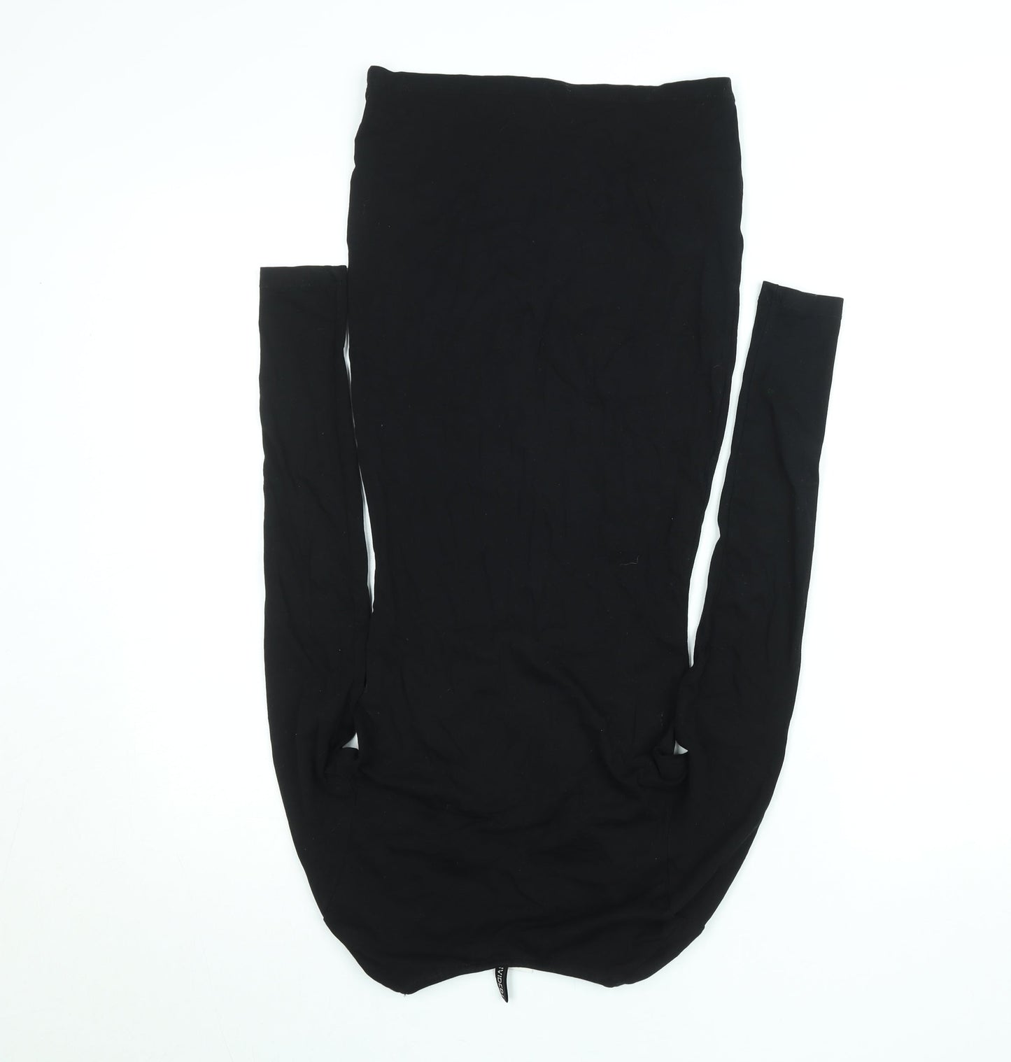 H&M Women Black Bodycon Short Dress Size 6 V-Neck Long Sleeve
