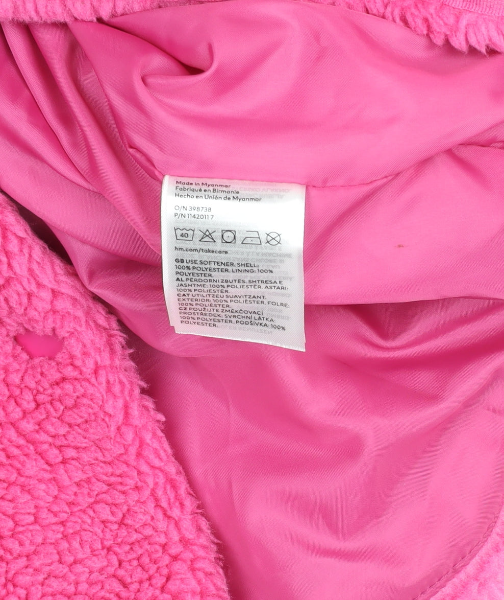 H&M Teens Pink Fleece Lined Button Up Jacket Size 14