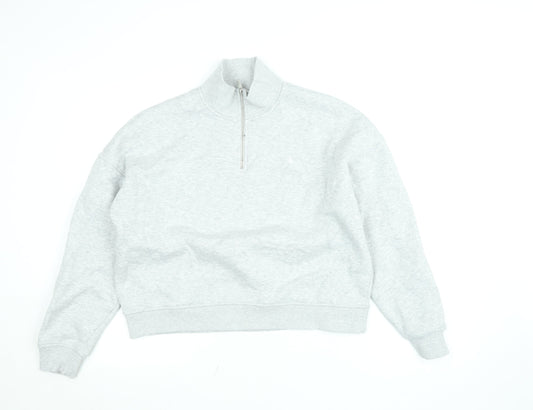 Womens UK 12 Regular Jack Wills Grey Henley Sweatshirt