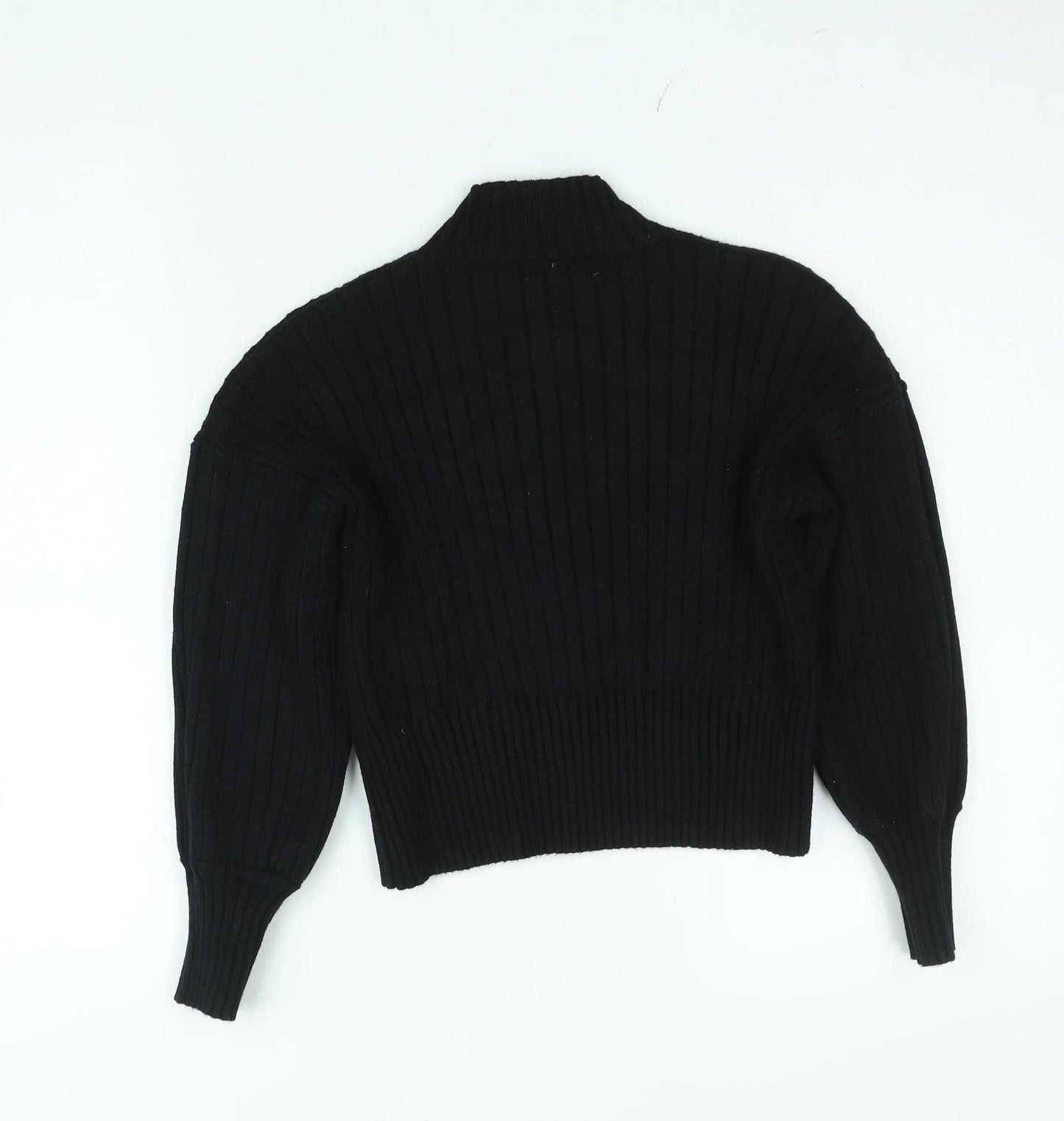 Zaful Womens Black Mock Neck Ribbed Knit Jumper One Size