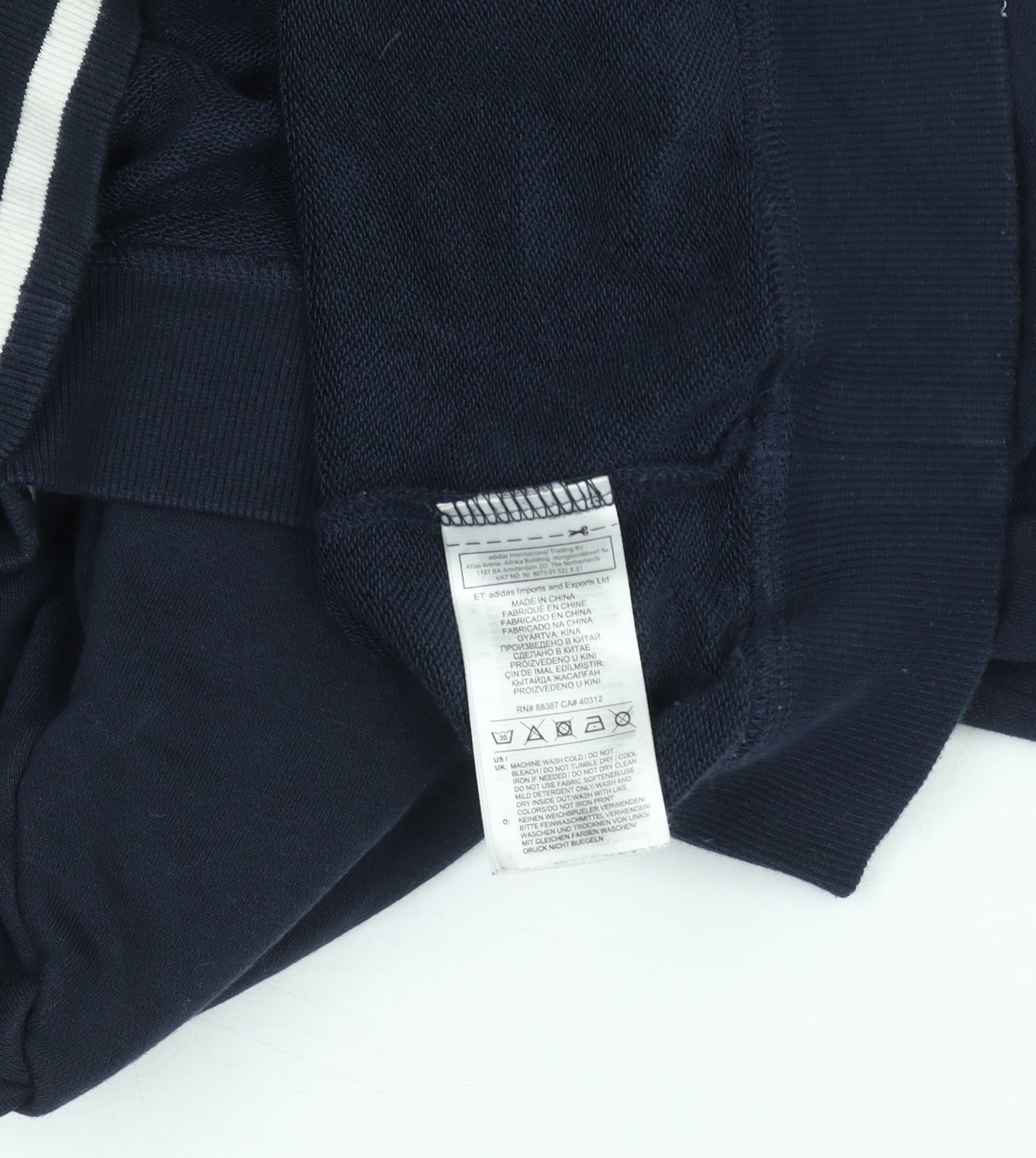 Adidas Women Navy Blue Cropped Hoodie Size 8 Cotton Blend Logo