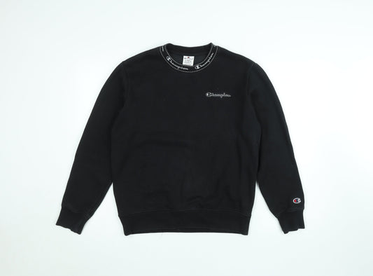 Champion Women Black XS Pullover Sweatshirt Crew Neck Logo Fleece
