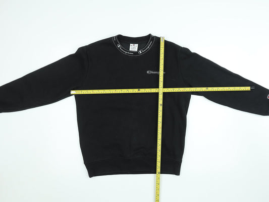Champion Women Black XS Pullover Sweatshirt Crew Neck Logo Fleece