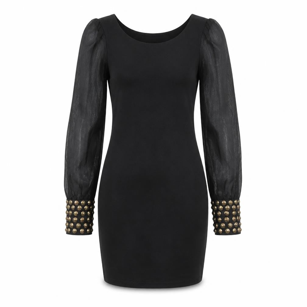 AX Paris Women’s Black Studded Sleeve Bodycon Party Dress Size 10