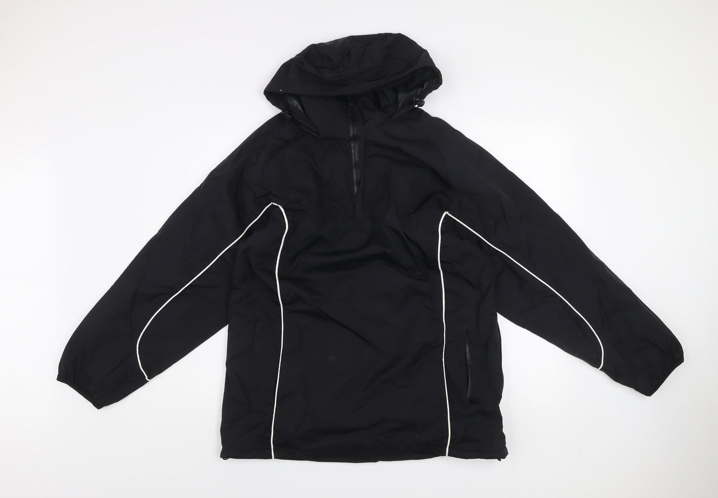 SWI Men’s Black Nylon Hooded Anorak Jacket Size 34 Water Resistant