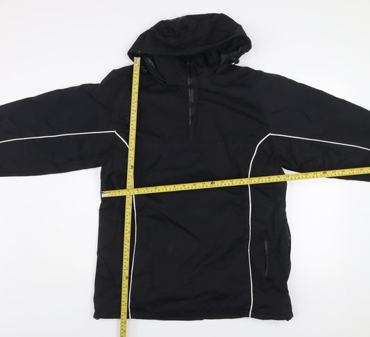 SWI Men’s Black Nylon Hooded Anorak Jacket Size 34 Water Resistant