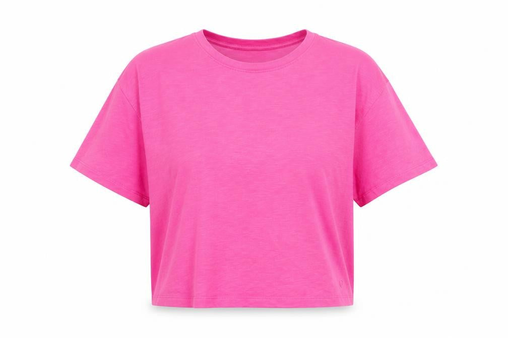 Gym+Coffee Women's Pink Cropped Relaxed Fit T-Shirt L