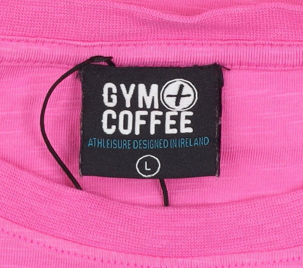 Gym+Coffee Women's Pink Cropped Relaxed Fit T-Shirt L