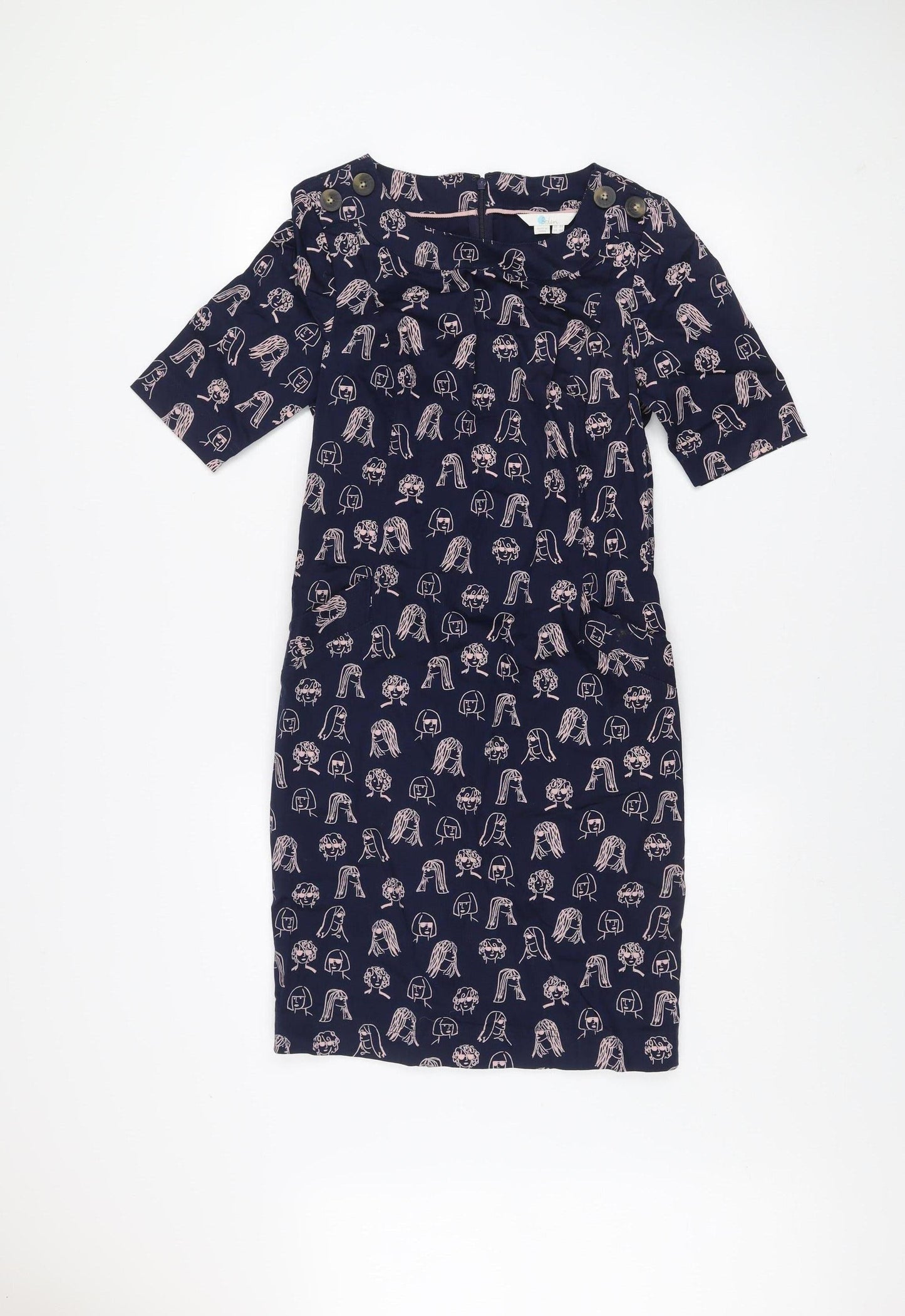 Boden Women’s Blue Abstract Art Print Knee Length Shift Dress Size 8