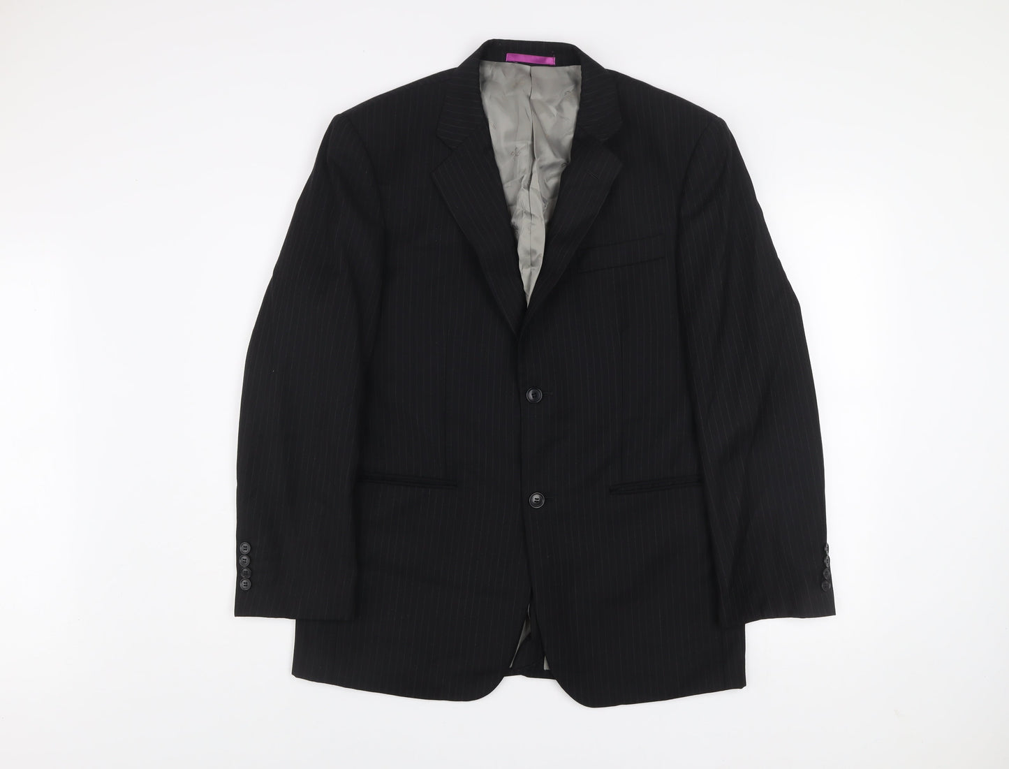 Roberto Gallini Signature Men's Black 40S Pinstripe Wool Blend Suit Jacket
