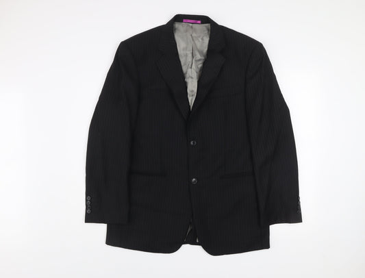 Roberto Gallini Signature Men's Black 40S Pinstripe Wool Blend Suit Jacket