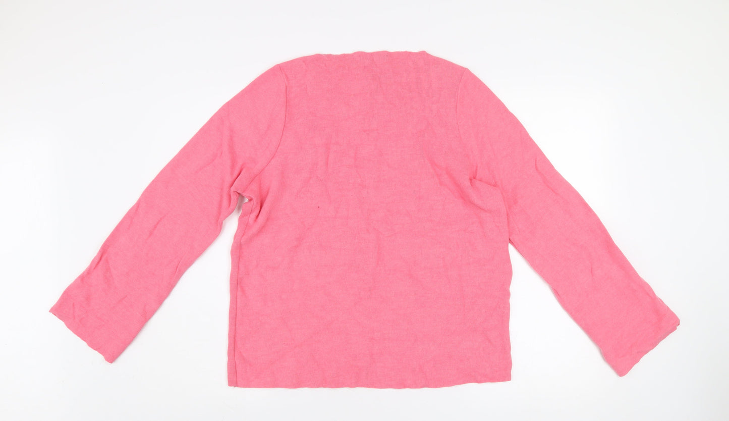 Zara Women Pink Crew Neck Cotton Blend Long Sleeve Pullover Jumper S