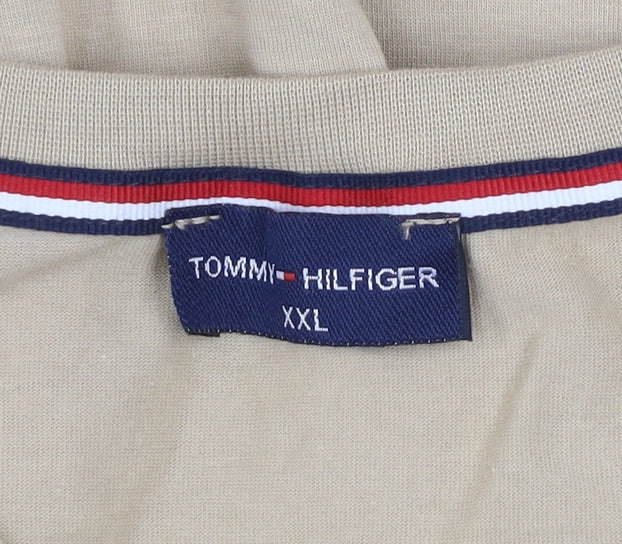 Tommy Hilfiger Men Beige 2XL Crew Neck Cotton Classic T-Shirt