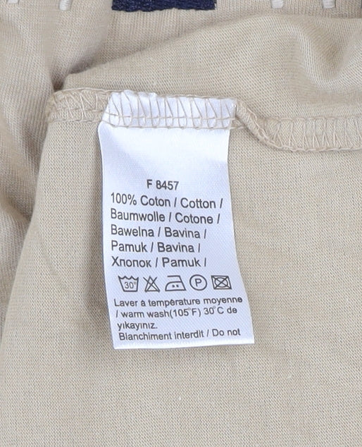 Tommy Hilfiger Men Beige 2XL Crew Neck Cotton Classic T-Shirt