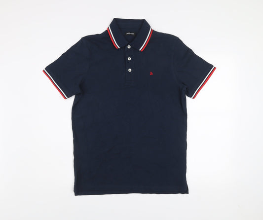 Jack & Jones Men's Blue Polo Shirt L Classic Cotton Short Sleeve
