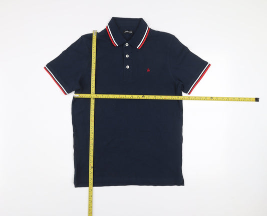 Jack & Jones Men's Blue Polo Shirt L Classic Cotton Short Sleeve