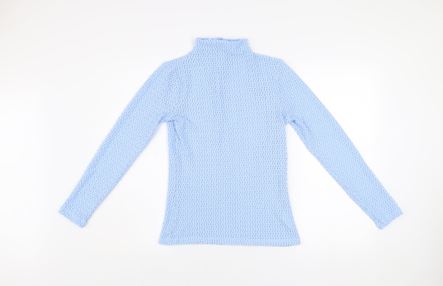 Savida Women Blue Lace Roll Neck Long Sleeve Top Size 10