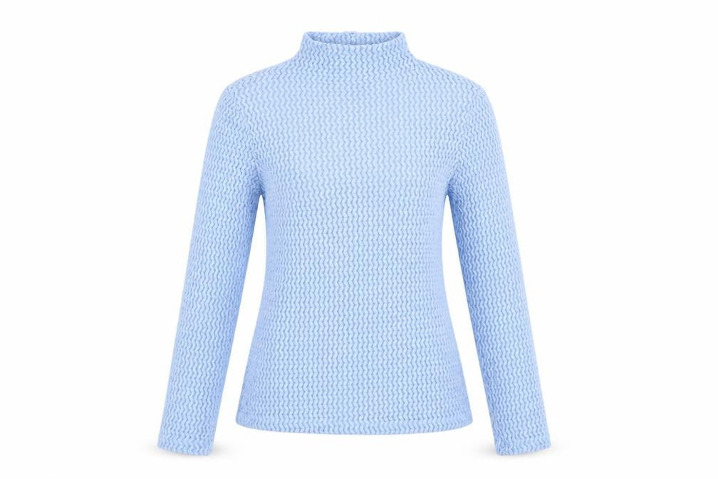 Savida Women Blue Lace Roll Neck Long Sleeve Top Size 10