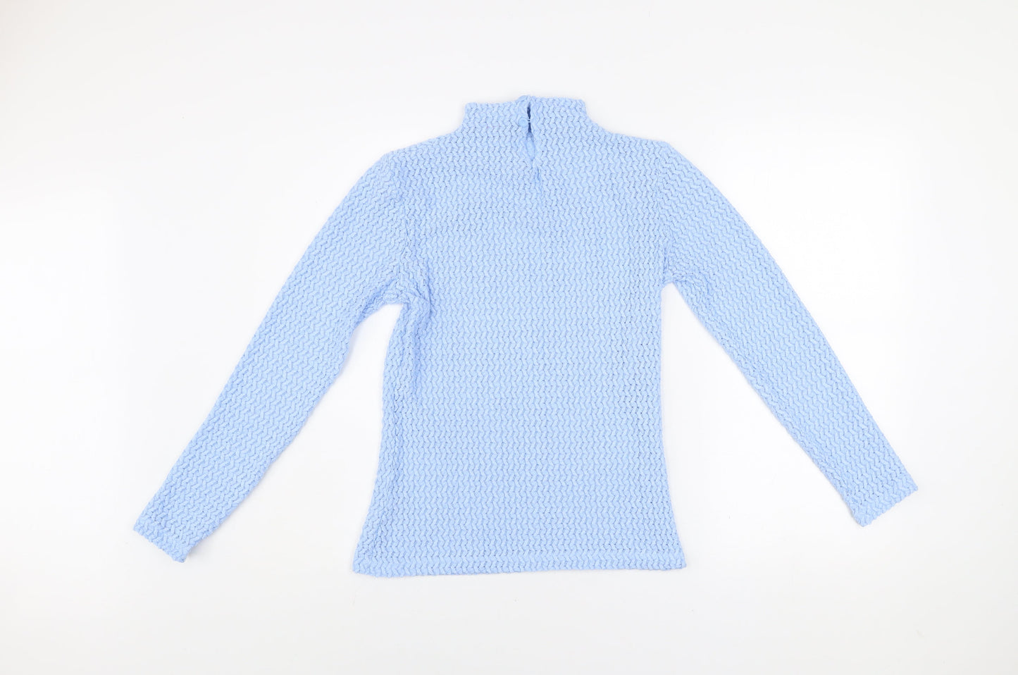 Savida Women Blue Lace Roll Neck Long Sleeve Top Size 10