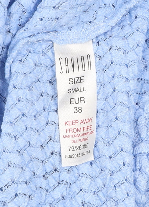 Savida Women Blue Lace Roll Neck Long Sleeve Top Size 10