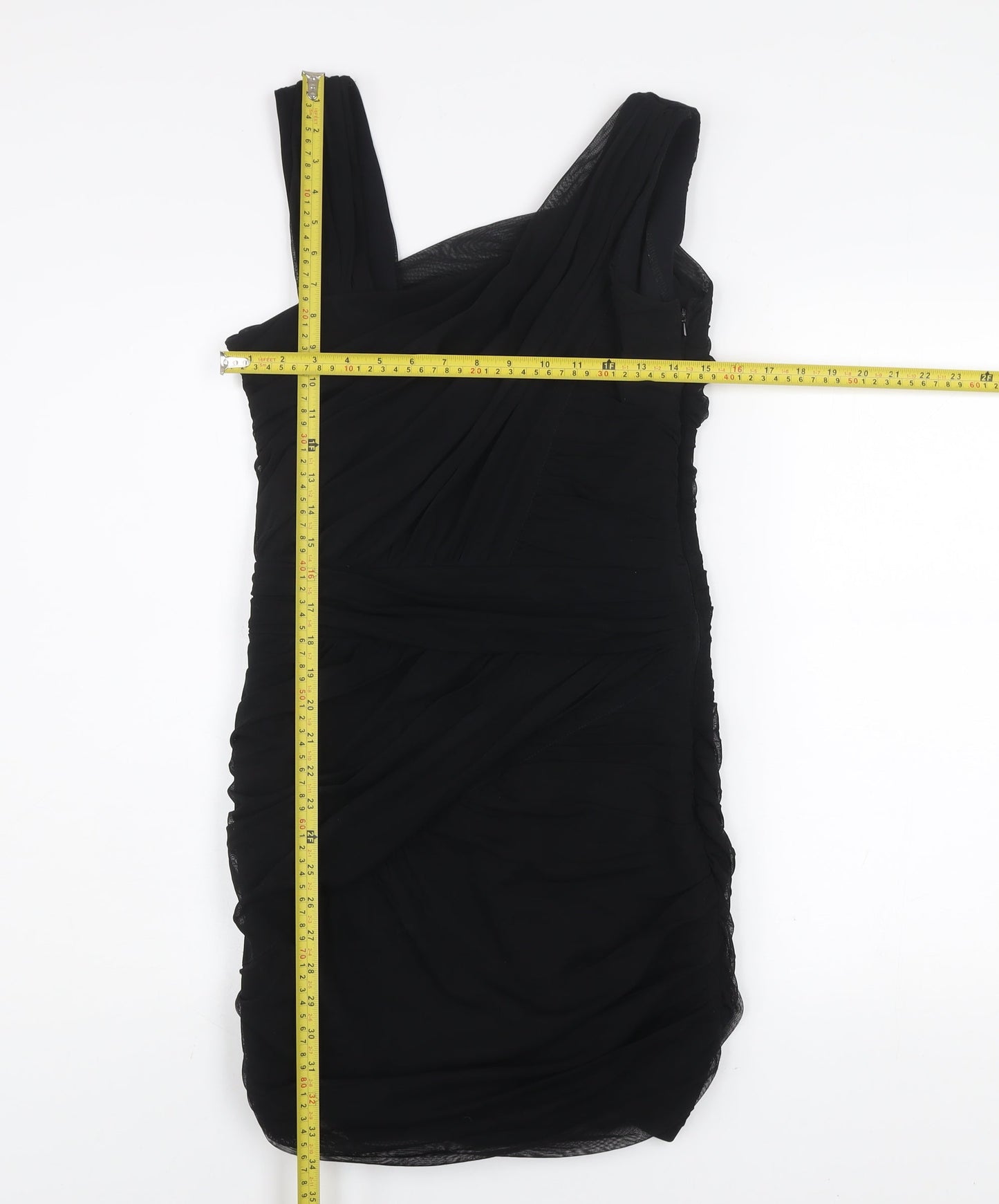 Savida Women Black Size 12 Bodycon One Shoulder Dress